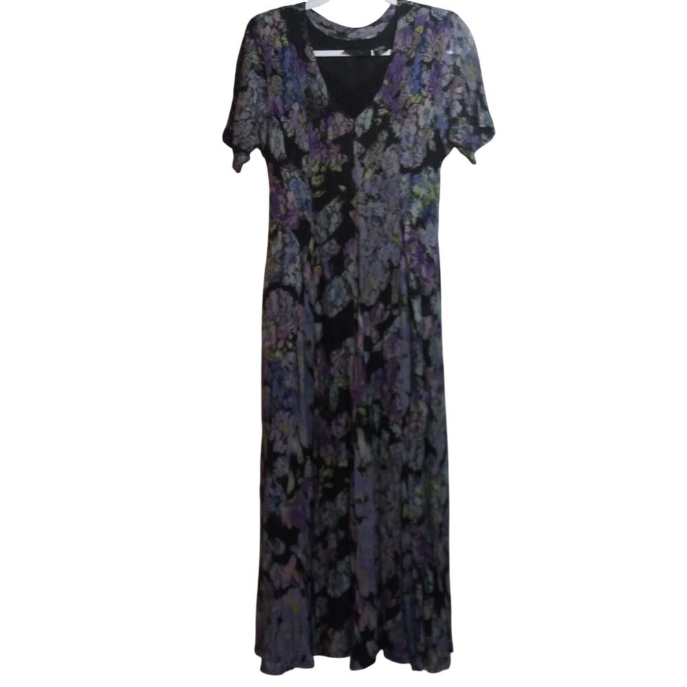 Nostalgia 90s Dark Floral Romantic Whimsigoth Maxi Dress Size Small
